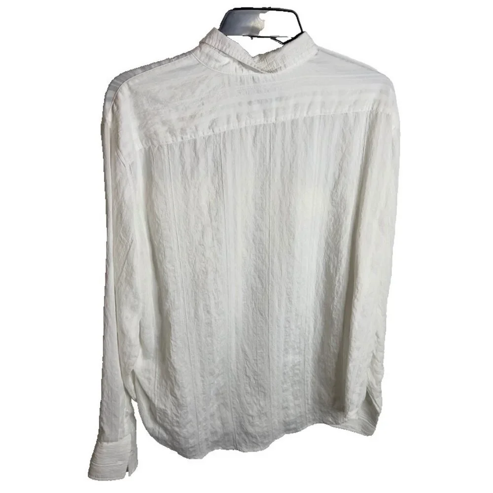 J.Crew Womens Textured Popover Top White Size L CA604 - Picture 6 of 6